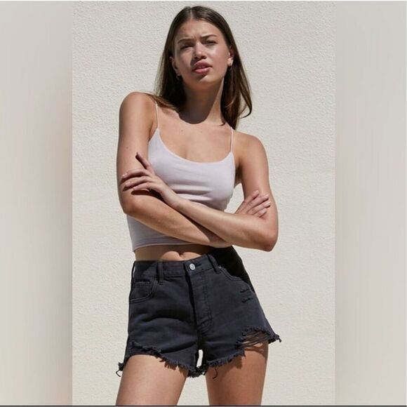 PacSun Black Ripped Vintage High Waisted Denim Shorts- NWT - Picture 3 of 11